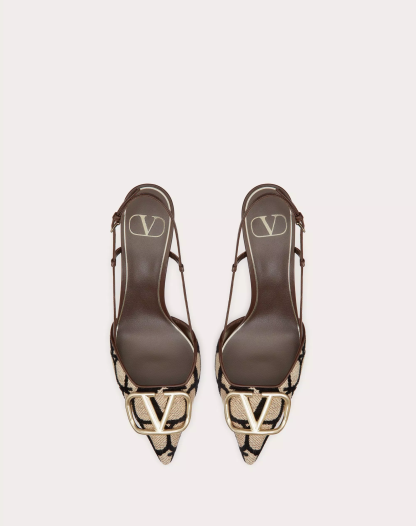 VLOGO SIGNATURE SLINGBACK PUMP IN TOILE ICONOGRAPHE 80MM